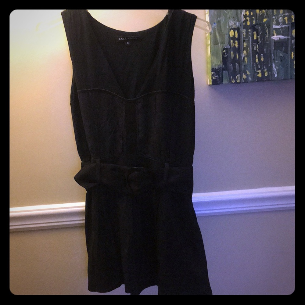 Black mini belted dress